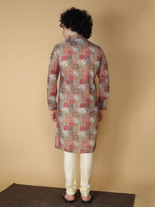 Maahi Fabs Mens Riyon Multi Printed Kurta