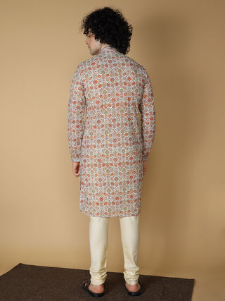 Maahi Fabs Mens Riyon Multi Printed Kurta