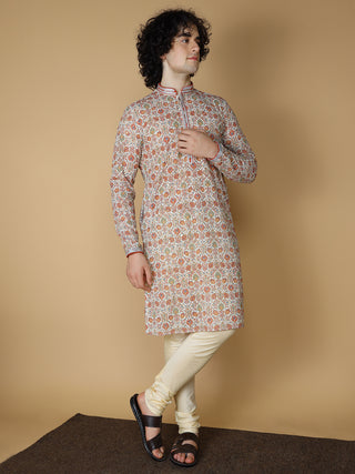 Maahi Fabs Mens Riyon Multi Printed Kurta