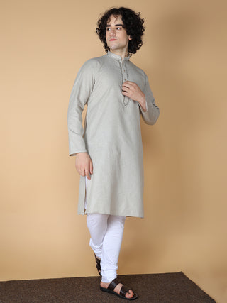 MAAHI FABS Men's Grey Solid Regular Fit Kurta Pajama Set