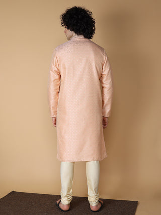 MAAHI FABS Men's Peach Jacquard Kurta Pajama Set