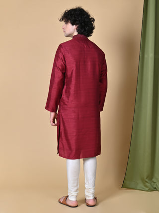 MAAHII FABS Men Maroon Embroidered Straight Kurta