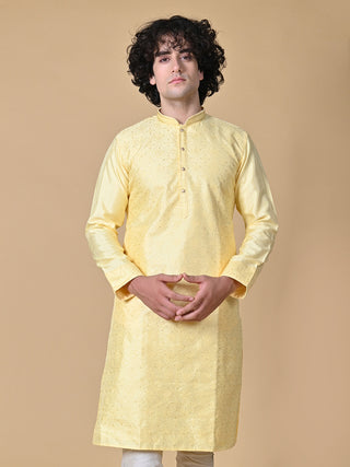 MAAHII FABS Rayon Silk Lemon Yellow Kurta With Pajama