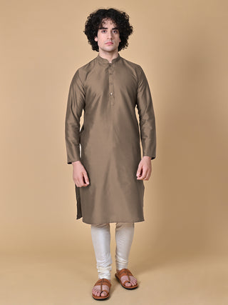 Men's Brown Embroidered Kurta & Jacket Set