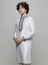 Men's White Embroidered Kurta
