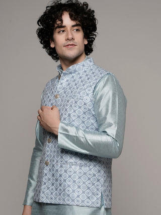 Maahi Fabs Geometric Print Nehru Jacket