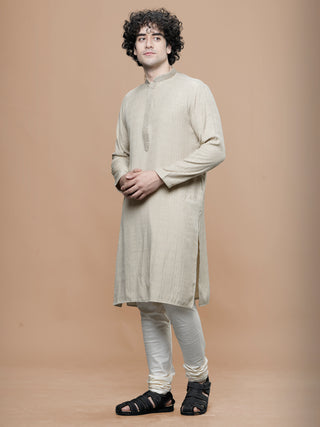 Maahi Fab Men Straight Pure Cotton Kurta and Pajama (Beige)