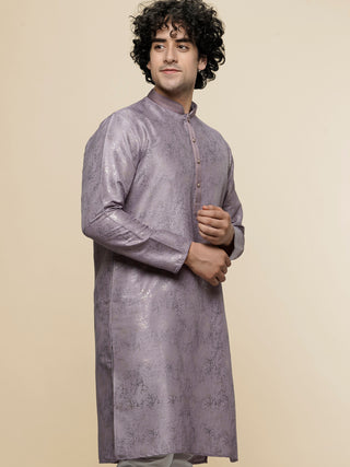 Maahi Fabs Men's Printed Purple Kurta