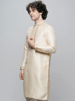 Men's Cream Embroidered Kurta