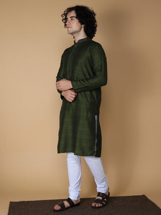 MAAHI FABS Men's Pista Green Solid Regular Fit Kurta Pajama Set