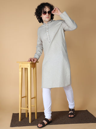 MAAHI FABS Men's Grey Solid Regular Fit Kurta Pajama Set