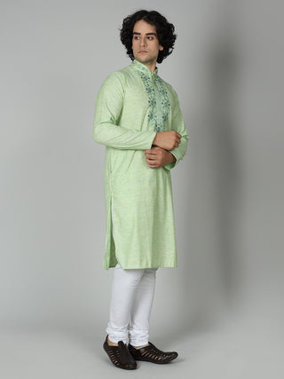 Maahi Fab Men's Floral Embroidery Kurta Set