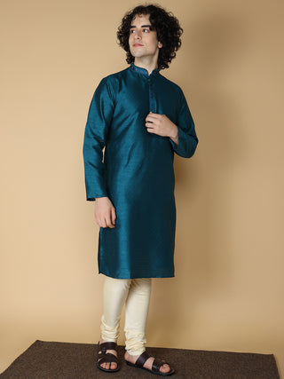 MAAHI FABS Men's Dark Green Solid Regular Fit Kurta Pajama Set