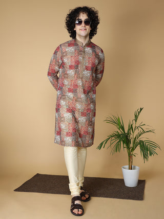 Maahi Fabs Mens Riyon Multi Printed Kurta