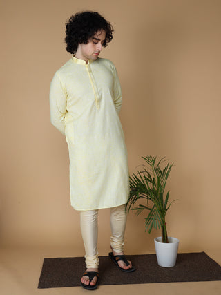 MAAHI FABS Men's Lemon Solid Regular Fit Kurta Pajama Set