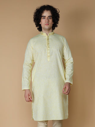 MAAHI FABS Men's Lemon Solid Regular Fit Kurta Pajama Set