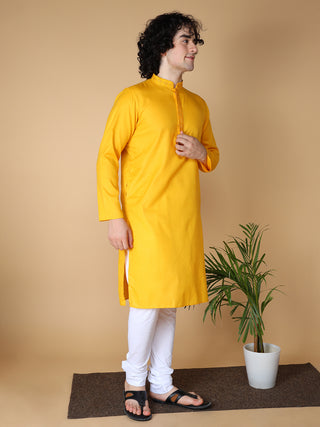 MAAHI FABS Men's Yellow Embroidery Regular Fit Kurta Pajama Set