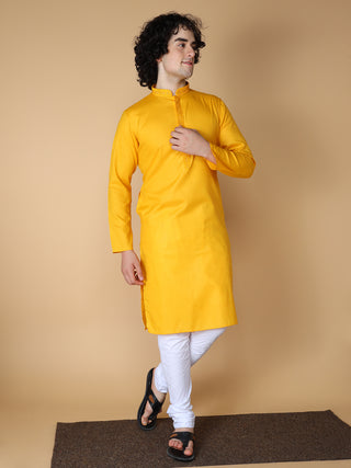 MAAHI FABS Men's Yellow Embroidery Regular Fit Kurta Pajama Set