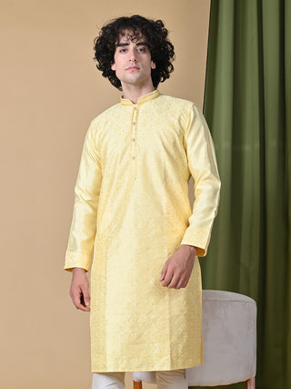 MAAHII FABS Rayon Silk Lemon Yellow Kurta With Pajama