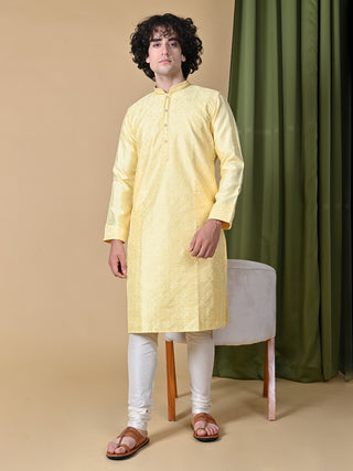 MAAHII FABS Rayon Silk Lemon Yellow Kurta With Pajama